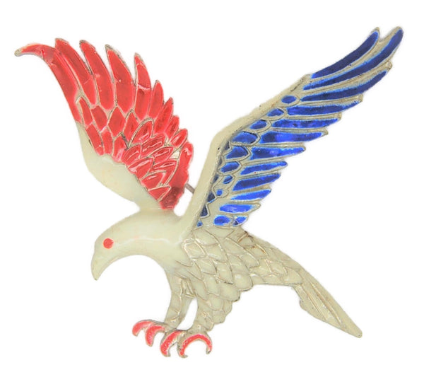 American Eagle Red White & Blue Patriotic WW2 Vintage Sweetheart Figural Pin Brooch