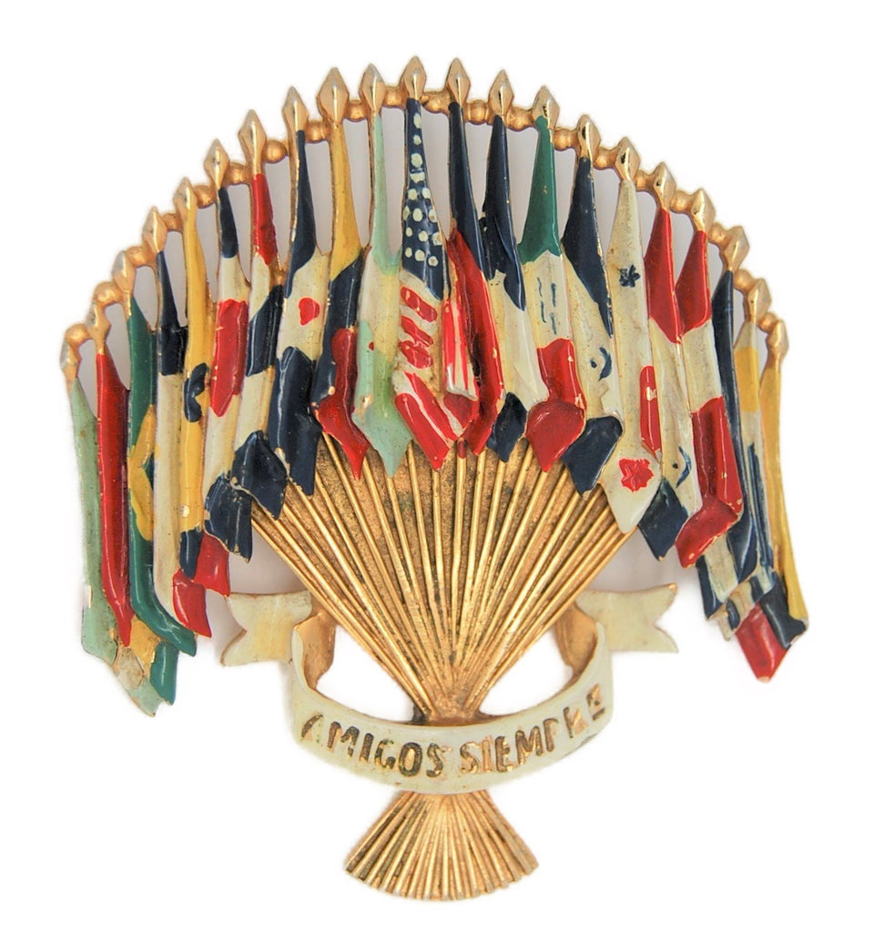 Coro Friends Forever Gaba Americas Vintage Patriotic Pin Brooch - 1941