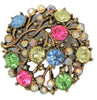 Sparkling Rhinestones Formal Circle Vintage Costume Pin Brooch