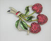 DuJay Jomaz Copy Cherry Rhinestones Enamel Vintage Figural Brooch