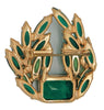 Kramer Luscious Greens Navette Stones Vintage Costume Pin Brooch