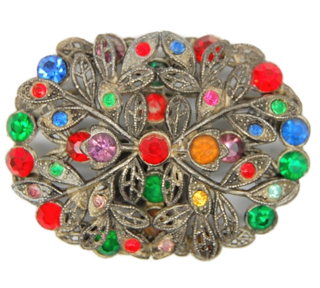 Little Nemo L/N Filagree Leaves & Stones Vintage Costume Figural Pin Brooch