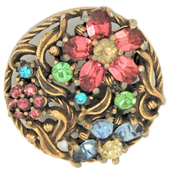 Floral Pastels Circle Vintage Costume Jewelry Figural Pin Brooch