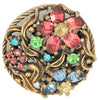 Floral Pastels Circle Vintage Costume Jewelry Figural Pin Brooch