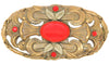 Arts & Crafts Rolled Chain Embossed Orange Stone Vintage Brooch