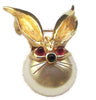 Boucher Bunny Easter Rabbit Pearl Belly Vintage Figural Pin Brooch