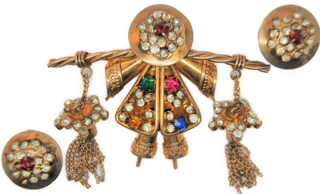 Sonia Lee Sterling Water Carrier Vintage Figural Brooch & Earrings Set
