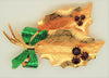 St Labre Christmas Holly Bow and Berries Vintage Figural Brooch