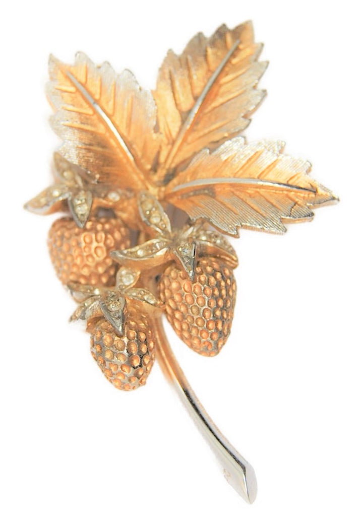 Boucher Strawberry Leaf Fruit Vintage Figural Pin Brooch