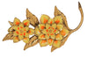Tabby Double Flowers Floral Autumn Vintage Figural Pin Brooch