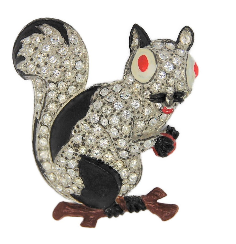 Block Black Squirrel Philippe Animal Pot Metal Enamel Figural Pin Brooch
