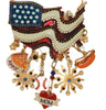 LATR Lunch at the Ritz American As Apple Pie Flag Patriotic Costume Figural Pin Brooch