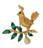 Mylu Christmas Partridge & Pear Pin Figural Brooch - 1950s