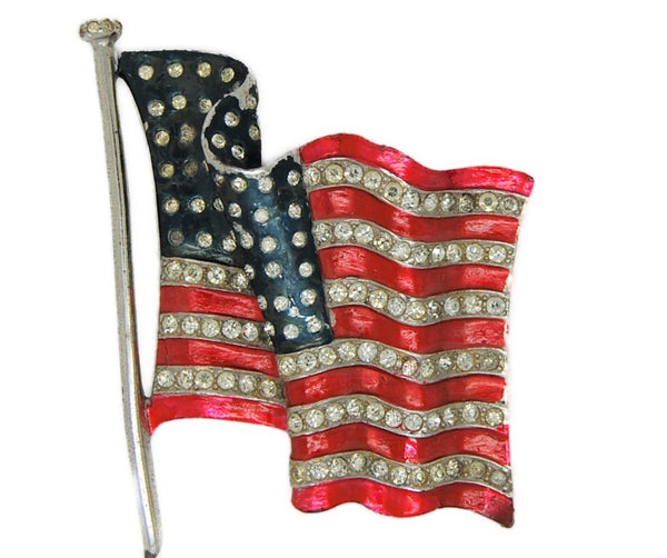 Boucher American Patriotic Waving Flag WW2 Vintage Figural Pin Brooch