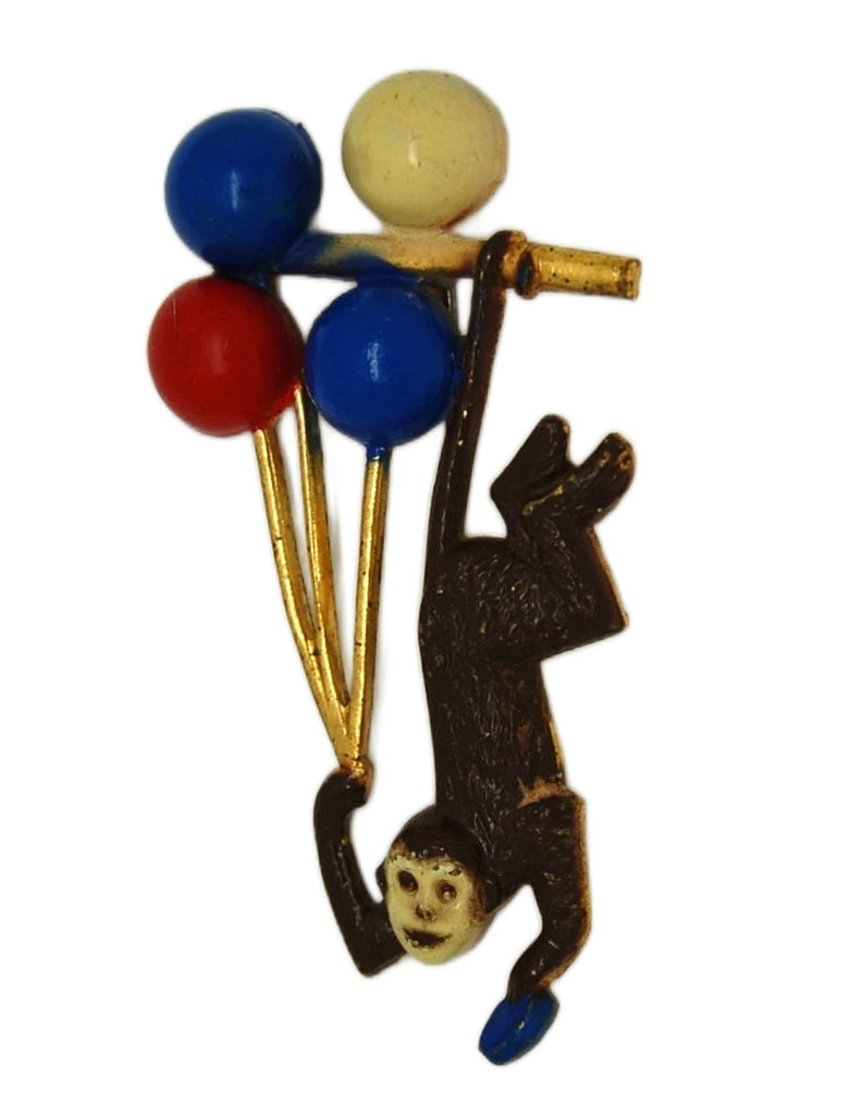 Schiaparelli Acrobat Monkey Circus Balloons 1938 Vintage Figural Brooch
