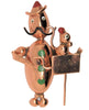 Art Deco Copper Lampl Organ Grinder Tiny Monkey Figural Pin Brooch - 1950s