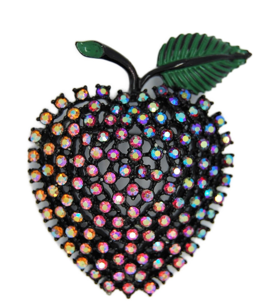 Kramer Apple Blue Purple Figural Vintage Brooch