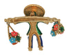 Ciner Asian Flower Seller F!oral Baskets are Vintage Figural Brooch