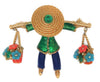 Ciner Asian Flower Seller F!oral Baskets are Vintage Figural Brooch