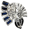 Eisenberg Sapphire Blue Large Rhodium Vintage Figural Statement Brooch