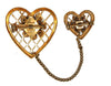 Longcraft Double Lattice Hearts Chatelaine Whimsy Vintage Figural Brooch Set