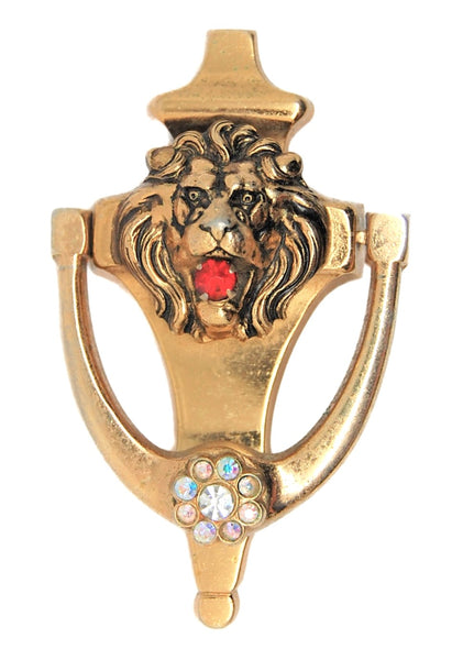 Coro Pegasus Lion Head Door Knocker Vintage Figural Brooch