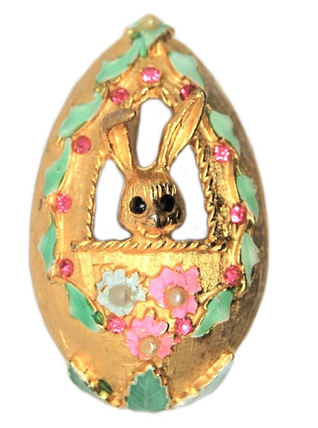 Easter Bunny Egg Vintage Figural Pin Pin Brooch 1950s