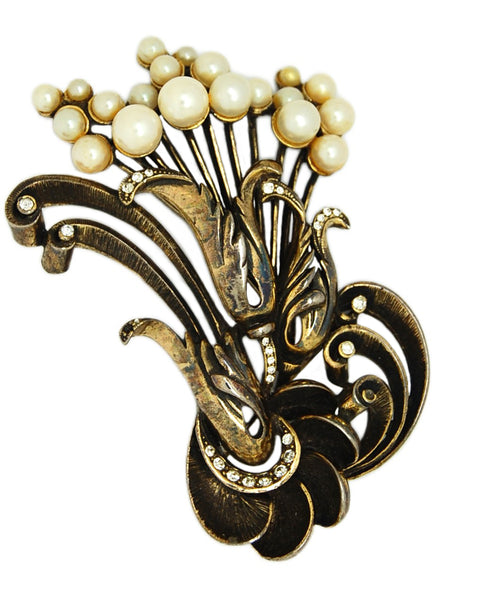 Reja Like Unsigned Floral Buds Statement Size Vintage Figural Pin Brooch