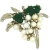 Swoboda Pearl Blossoms & Jade Leaves Vintage Figural Pin Brooch