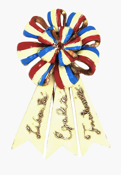 Silson Cockade French Allies WW2 Patriotic Vintage Figural Fur Clip Pin Brooch