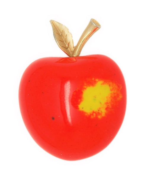 Carnegie Delicious Red Apple Vintage Figural Costume Brooch