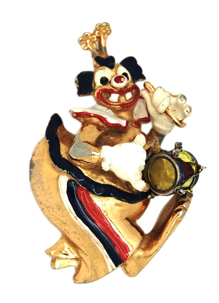 Coro Dumbo Walt Disney Circus Clown WDP Vintage Fur Clip Figural Pin Brooch