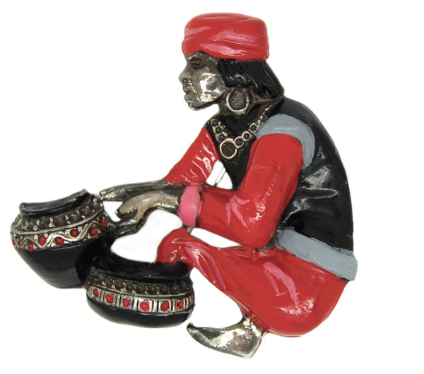 Bauman Massa Market Pot Seller Pot Metal Vintage Figural Brooch