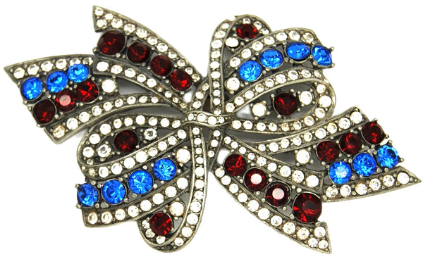 Eisenberg Originals Patriotic Red White Blue Bow Vintage Costume Figural Brooch