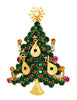 St Labre Rhinestone Christmas Holiday Tree Figural Brooch - 1960s
