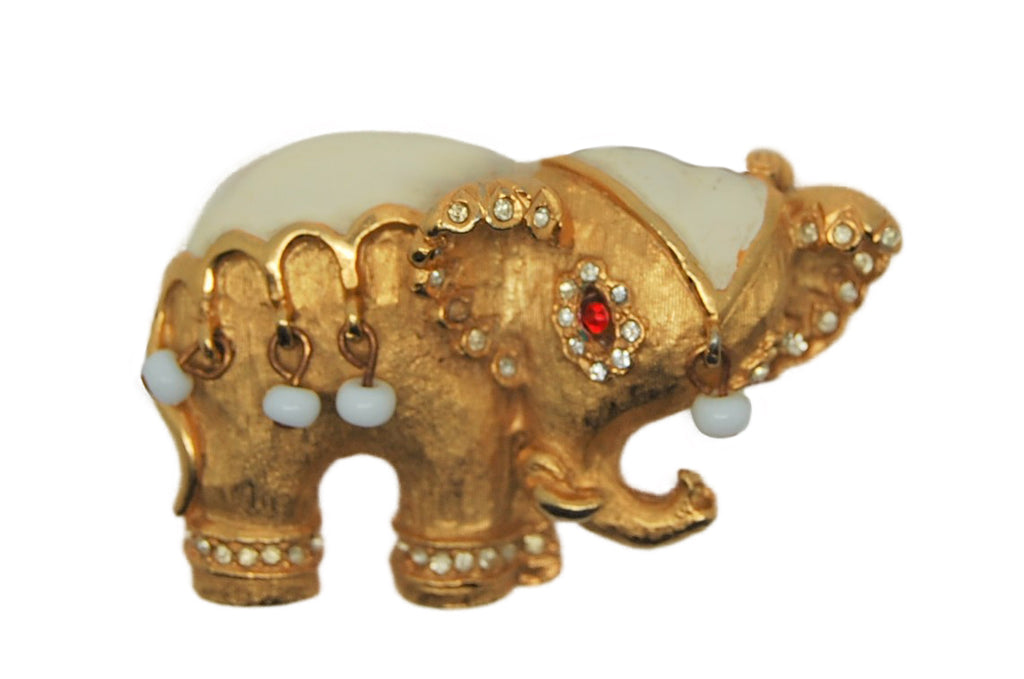 Carnegie Fancy Indian Elephant Vintage Figural Costume Brooch