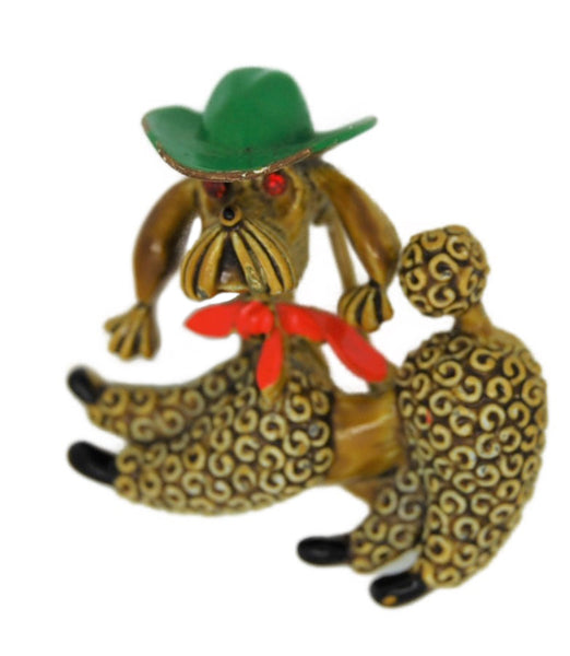 JJ Fancy Cowboy Poodle Vintage Figural Costume Brooch