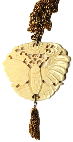 KJL Massive Fantasy Moth Butterfly Vintage Figural Statement Necklace