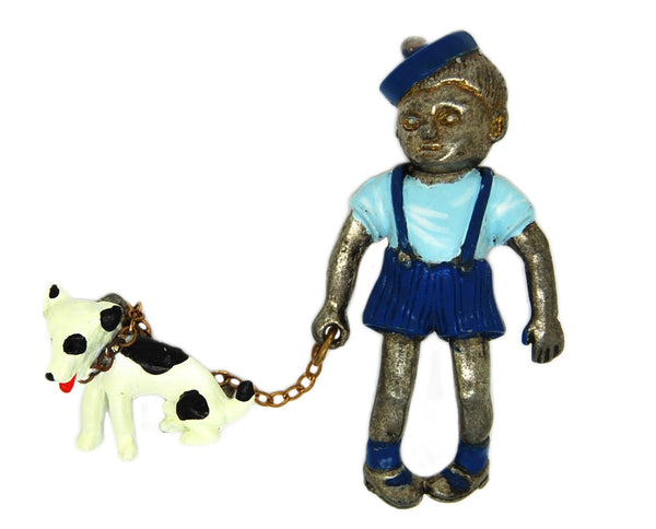 A Boy and His Dog Chatelaine Movie Tie In Vintage Figural Brooch Set