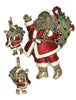 Christmas Santa High-End Enamel Vintage Figural Pin Brooch& Earring Set