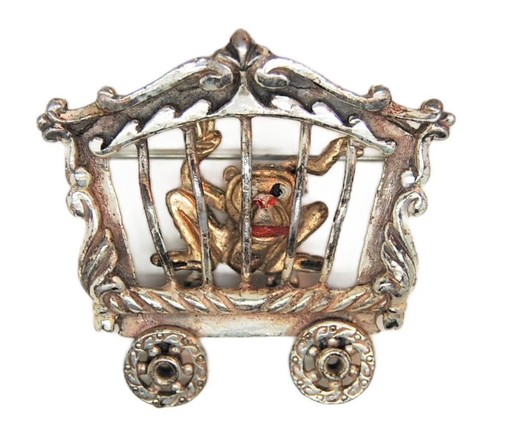 Coro Dumbo Walt Disney Circus Monkey Railcar WDP Figural Pin Brooch