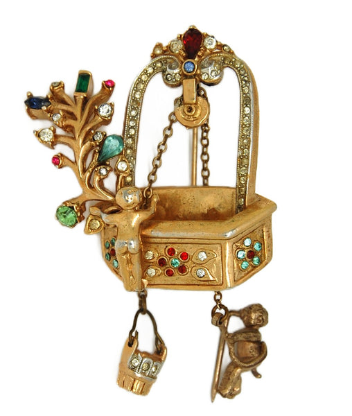 Coro Pegasus Cherubs Wishing Well A Katz Vintage Figural Pin Brooch Rare