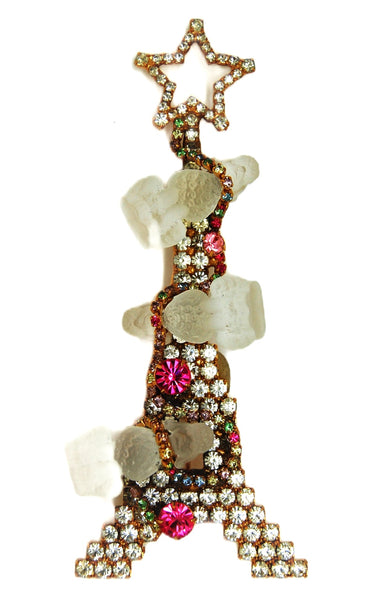 Bauer Poodles Storm the Tower Christmas Tree Vintage Figural Brooch - RARE