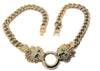 Craft Gem-Craft Double Lion Curb Chain Choker Vintage Figural Necklace