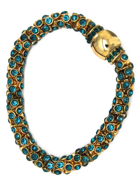 Beautiful Blues Sparkling Rhinestone Rope Vintage Magnetic Closure Bracelet