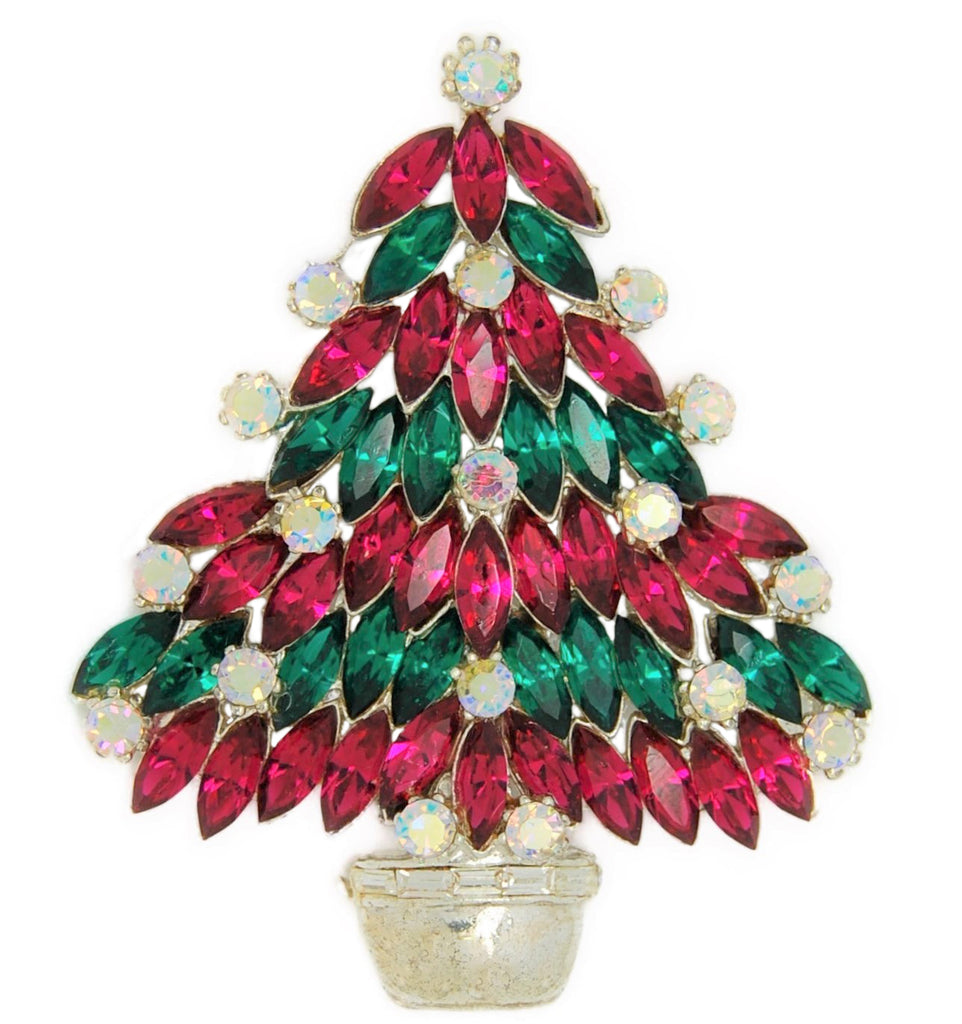 Eisenberg Ice "Ruby & Emerald" Christmas Tree Vintage Figural Brooch