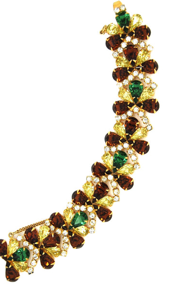 Hobe Gorgeous Multi-Color Shaped Rhinestone Vintage Bracelet