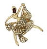 Longcraft Cut Work Ballet Dancer Gold Plate Rhinestones Vintage Figural Brooch