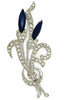 Trifari Sapphire Blooms Rhodium Floral Spray Vintage Figural Pin Brooch 1970s