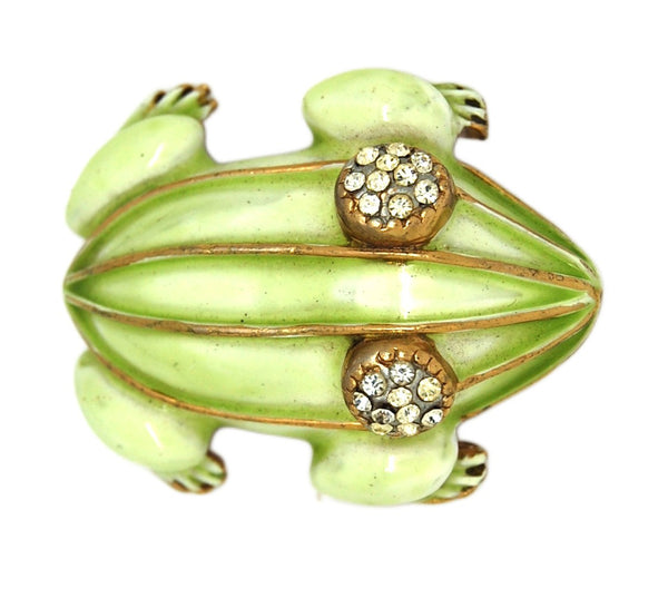 Capri Mint Green Enamel Frog Vintage Figural Pin Brooch